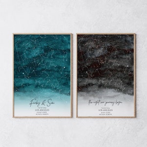 Carte des étoiles personnalisée, cadeau pour un couple, impression ciel nocturne, carte de la constellation, chevalet de carte des étoiles personnalisé, cadeau de mariage personnalisé cadeau d'anniversaire image 7