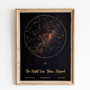 Star Chart Tonight, Star Date Map, Night Sky Artwork, Constellation Chart, Star Chart by Date, Map of Stars on Date, Mother's Day Gift