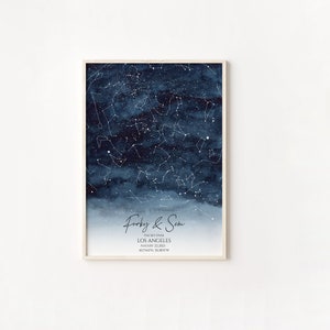 Carte des étoiles personnalisée, cadeau pour un couple, impression ciel nocturne, carte de la constellation, chevalet de carte des étoiles personnalisé, cadeau de mariage personnalisé cadeau d'anniversaire image 10