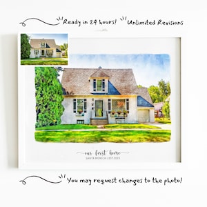 Einweihungsgeschenk, unser erstes Zuhause Zeichen, Aquarell Haus, Haus Porträt, Makler Geschenk, Haus Porträt, Haus Malerei,