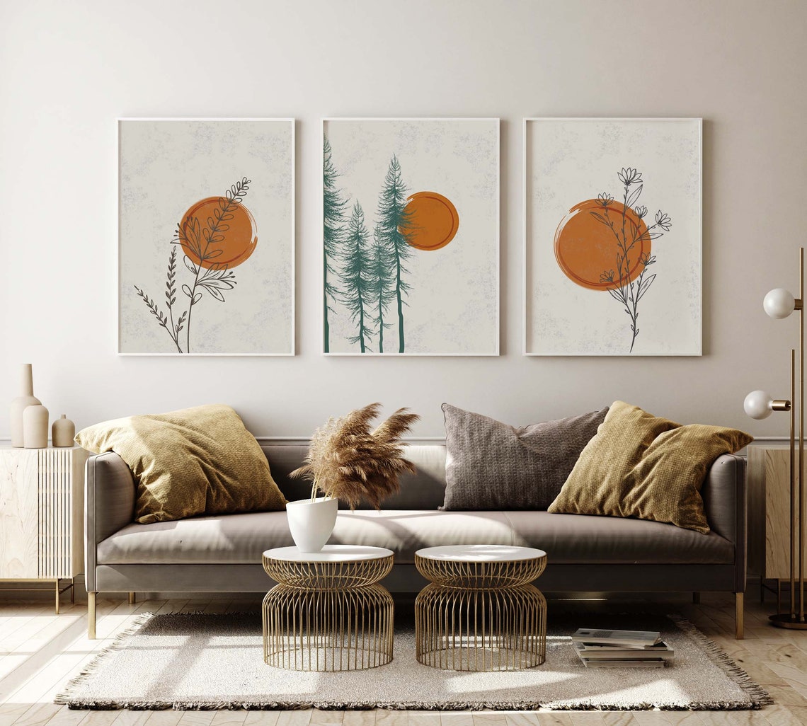 Sun Boho Wall Art Print Set of 3 Boho Wall Decor Living Room - Etsy