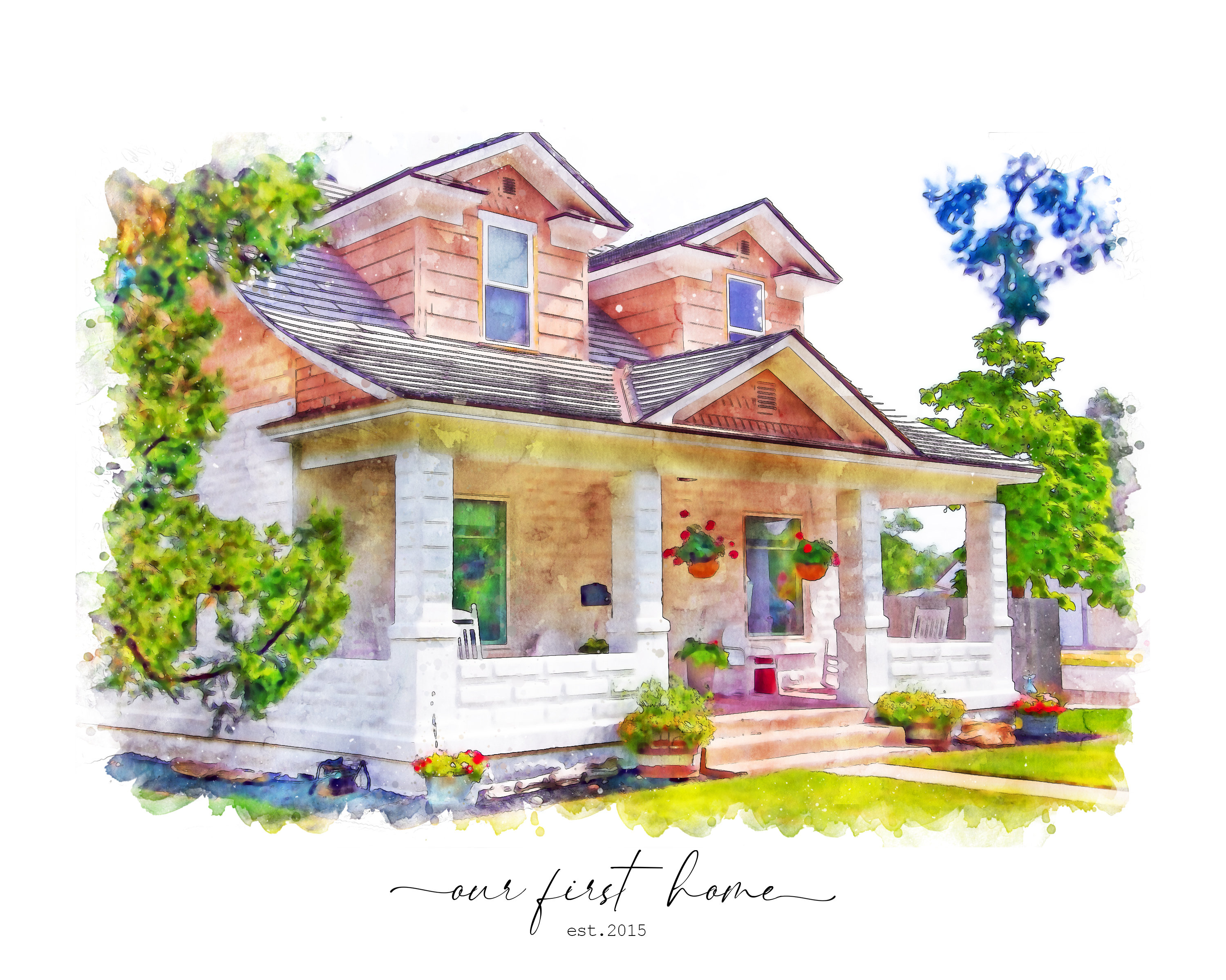 Custom Watercolor House Portrait | Personalized Home Illustration ...
