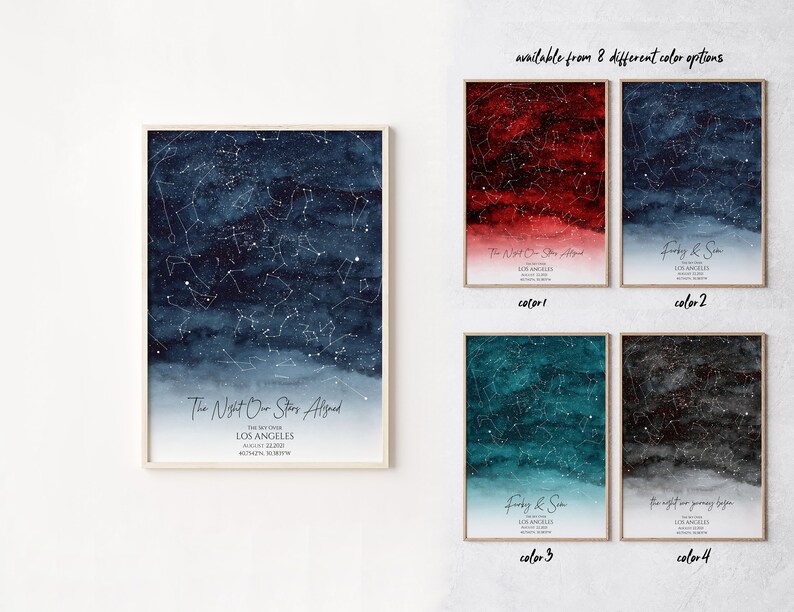 Custom Star Map, Night Sky Print, Star Map Poster, Wedding Gift, Constellation, Wedding Anniversary Gift, Personalized Gift, Engagement Gift image 1