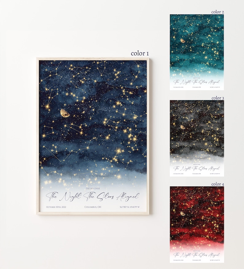 Twinkle Map Custom Star Map, Night Sky Print, Sky Map, Wedding Gift, Constellation ...