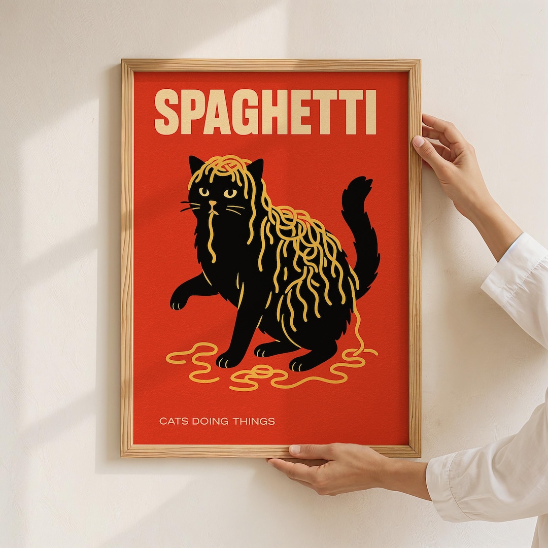 Funny Cat Poster Cute Kitten Illustration Cat Lover Gift Black Cat ...