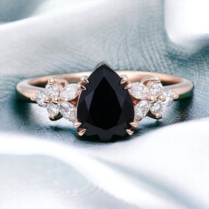 Vintage peerring met zwarte onyx: 14K roségouden vermeil-beloftering
