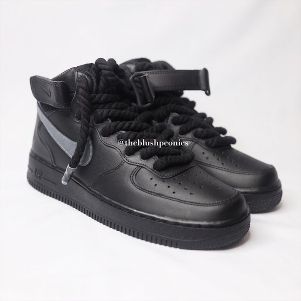 Custom Air Force One Mid Light Gray and Black Shoes - Make Your Own Air ...