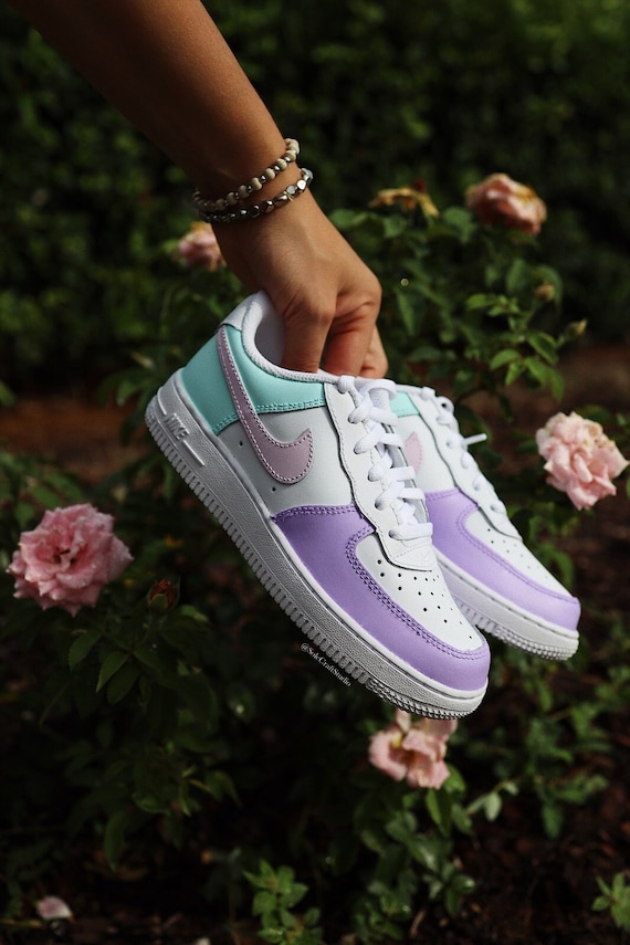 Nike Air Force 1 Custom Low Pastel Shoes Purple Yellow Blue Mint