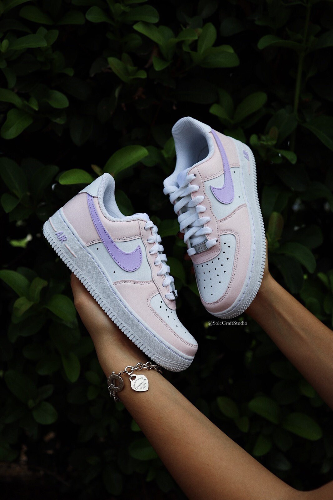 Custom Hand Painted Nike Air Force 1 Low light Pink With Dark