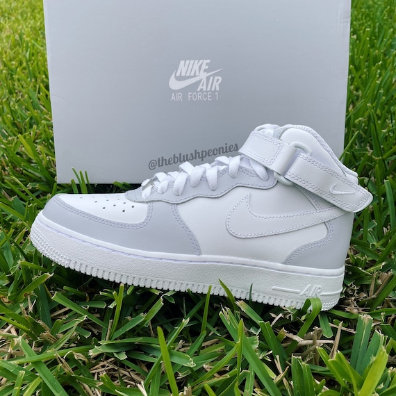 Custom Nike Air Force Ones Light Gray Custom AF1 Mid Custom