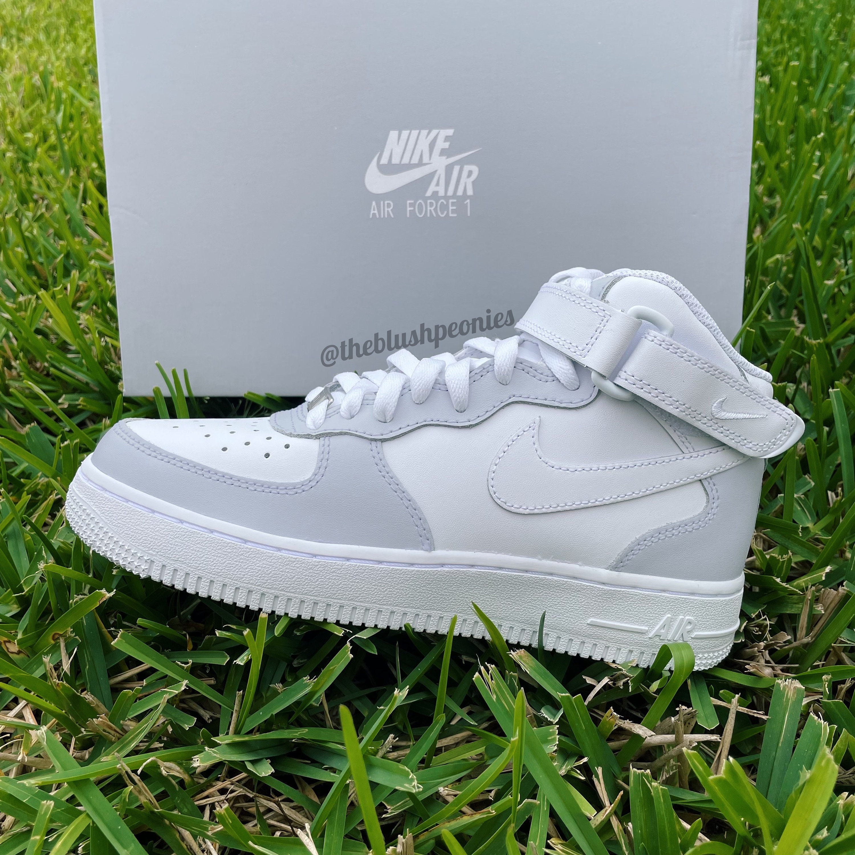 Custom Air Force Ones Gray Custom AF1 Mid Etsy