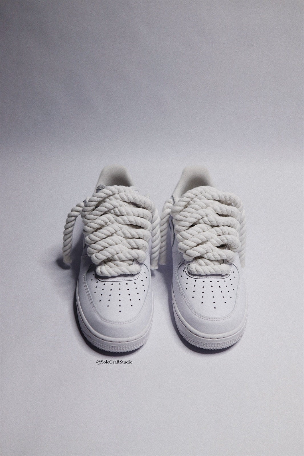 White Rope Laces Air Force 1 Custom Sneaker White Cotton Etsy