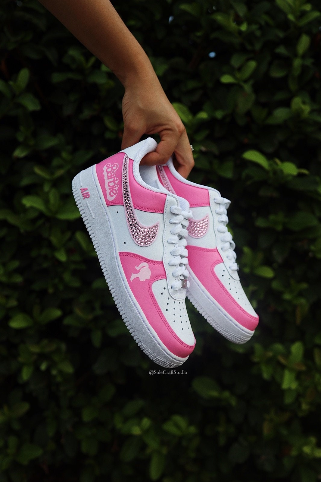 Air Force 1 Custom Low Cartoon Pink Shoes White Black Outline Mens Wom