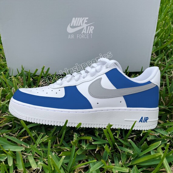 Custom Nike Air Force 1 Low (Navy Blue with Gray Swoosh) Unisex Sneakers for Men and Women