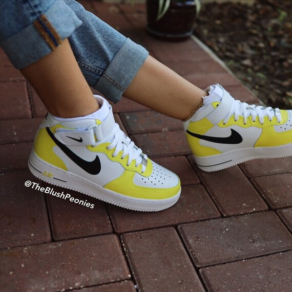 Custom Nike Air Force Ones Mid Yellow 