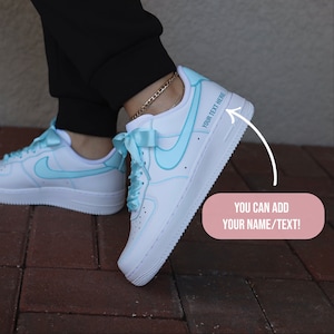 Baby Blue and Green Custom Air Force 1 Low/Mid/High Sneakers – JOY'S