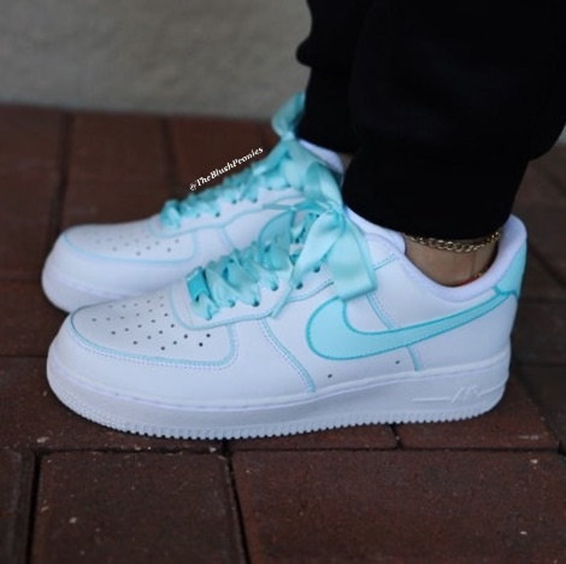 Custom Painted Nike Air Force One Low Light Blue With Satin - Etsy