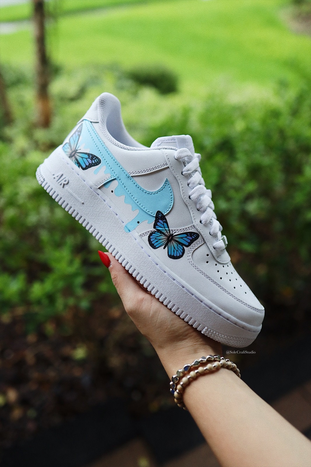 Buy Custom Nike Air Force 1 Low AF1 blue Butterflies Blue Drip Online in  India 