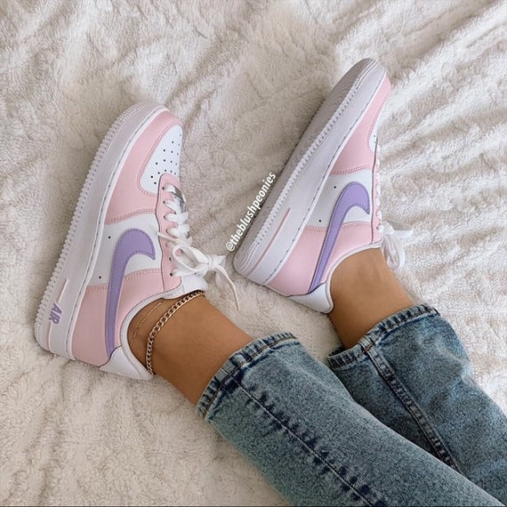 Women's Custom Nike Air Force 1s With Pink Lavender and 