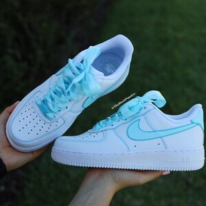 Custom Painted Nike Air Force One Low Light Blue With Satin - Etsy