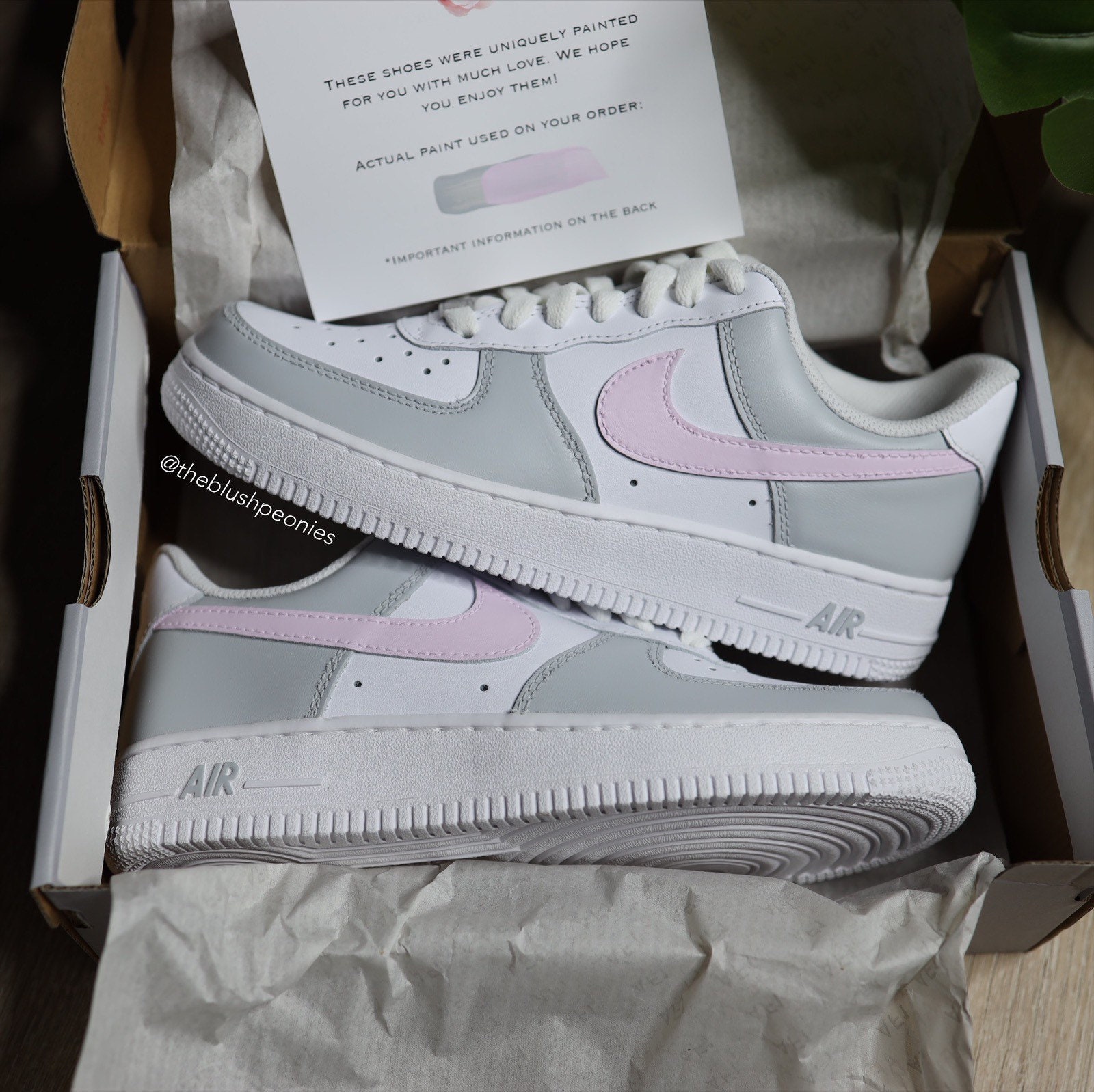 Pink and gray hotsell air force ones