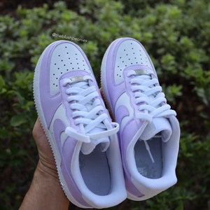 Custom Painted Nike Air Force 1 Low light Purple Custom Sneakers for ...