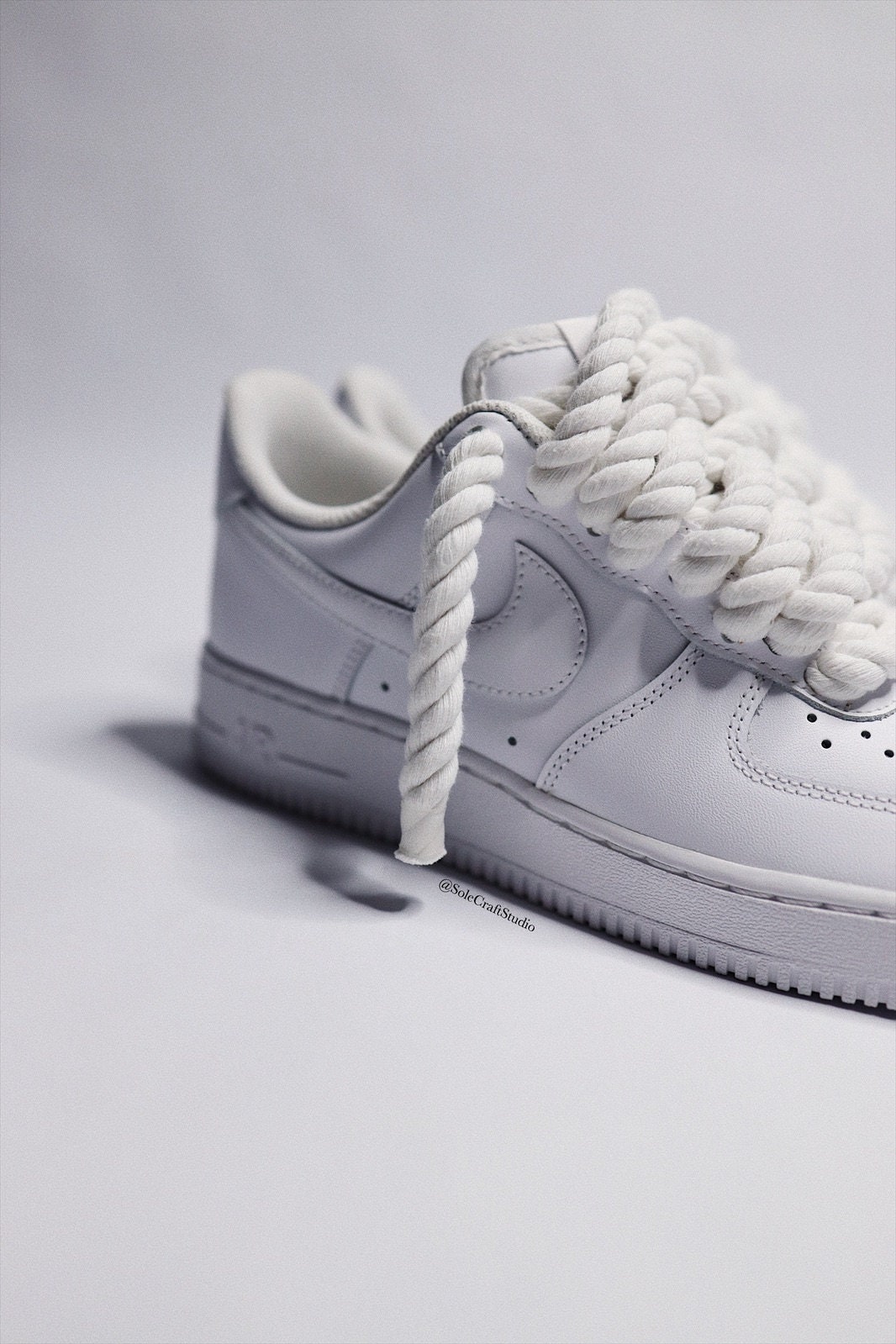 White Rope Laces Air Force 1 Custom Sneaker White Cotton Etsy