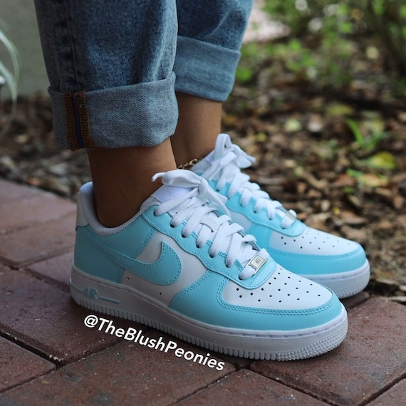 Buy Nike Air Force One Low light Blue Custom Painted Sneakers Online in  India 