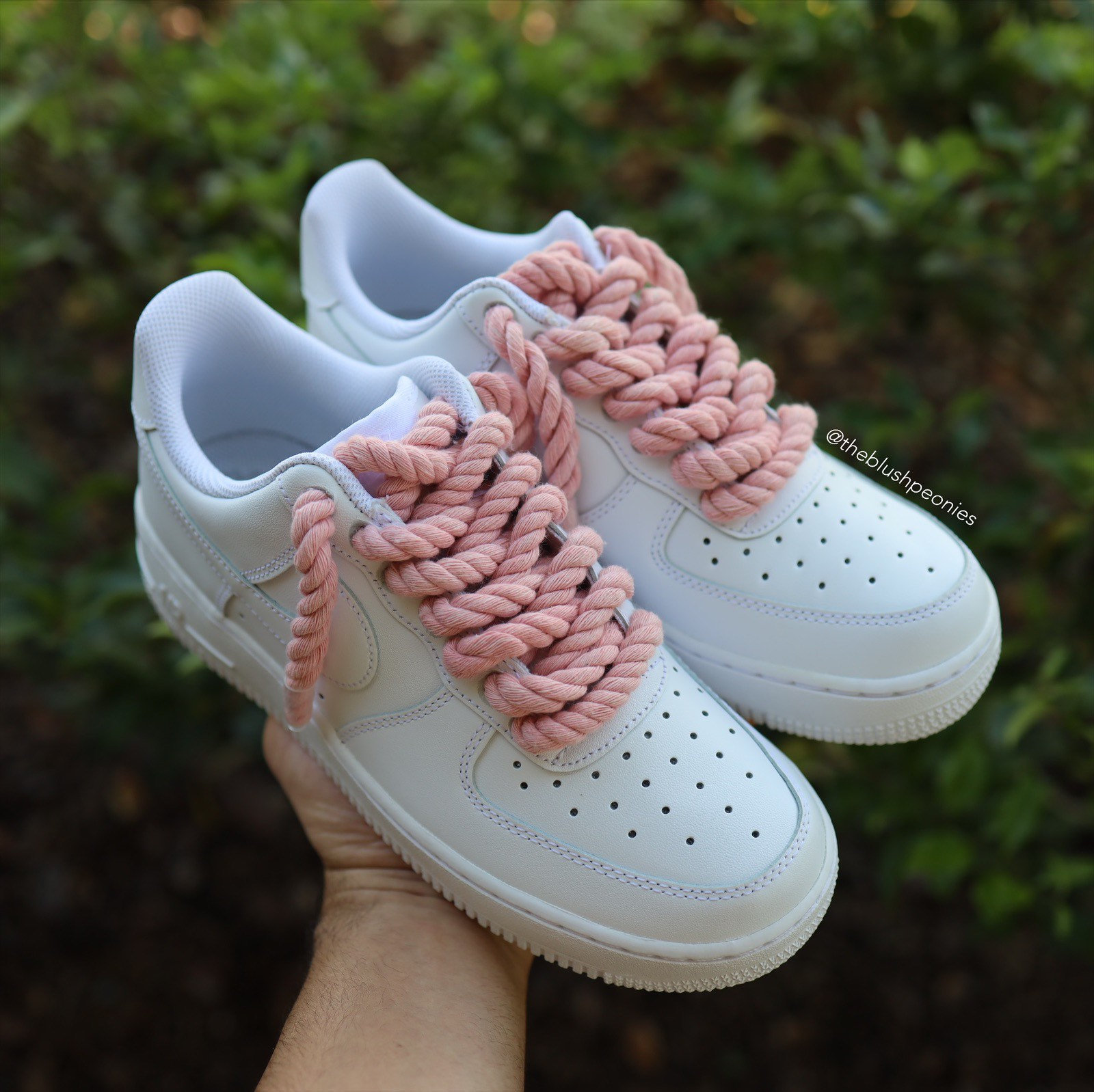 Custom Nike Air Force One Low con lacci in corda rosa chiaro Sneakers  personalizzate per uomo e donna -  Italia