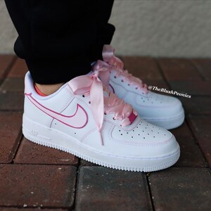 Custom Painted Nike Air Force One Low Light Pink With Satin - Etsy
