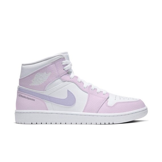 Custom Painted Jordan 1 Mid light Pink and Purple Personalized