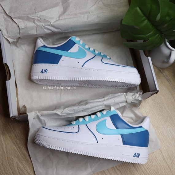 Buy Nike Air Force One Low light Blue Custom Painted Sneakers Online in  India 