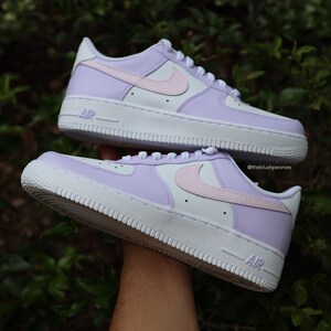 Custom Painted Nike Air Force 1 Low light Purple With Pink Swoosh
