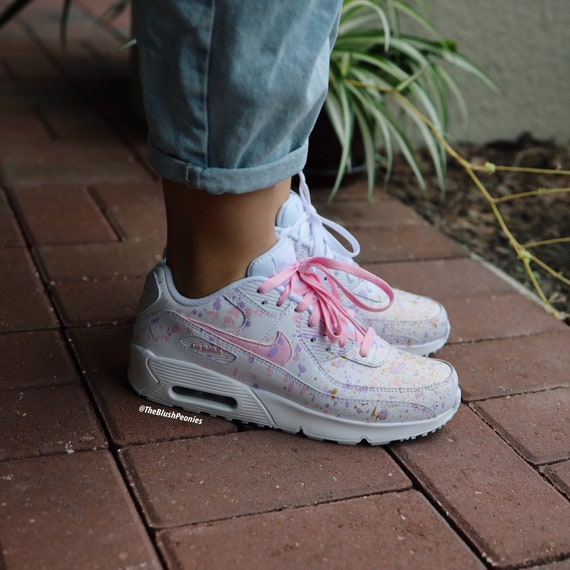 Kostuums Heel Kroniek Nike Air Max 90 Light Pink Purple Gold White Custom Painted - Etsy Finland