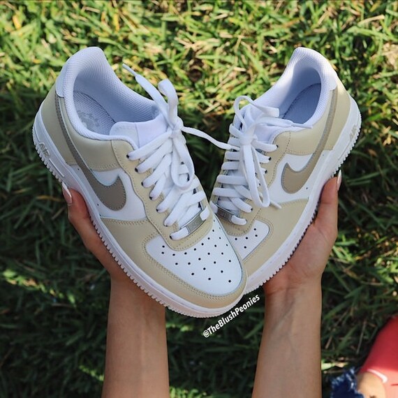 Custom Nike Air Force 1 Low brown and Beige Custom Sneakers for
