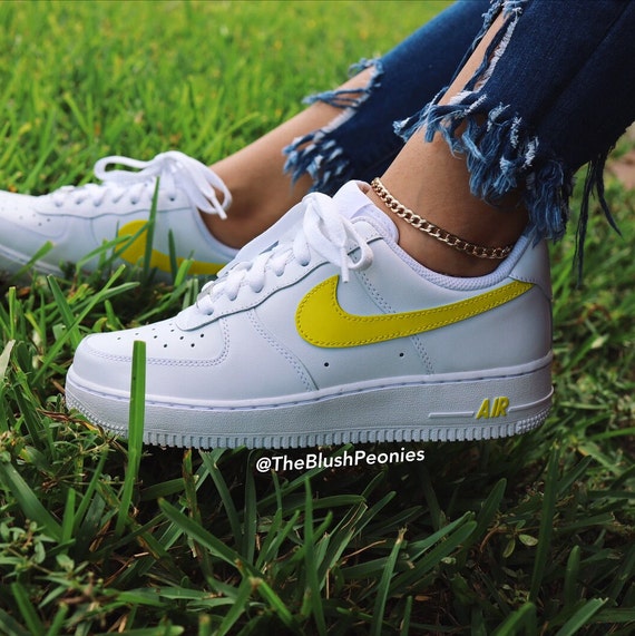 Custom Nike Air Force 1 Low yellow Swoosh Personalized 