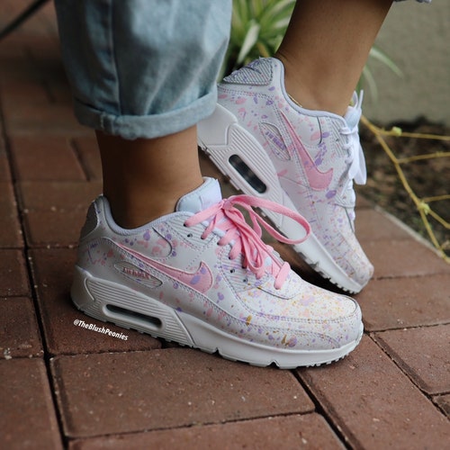 Nike Air Max 90 Light Pink Purple Gold White Custom Painted - Etsy