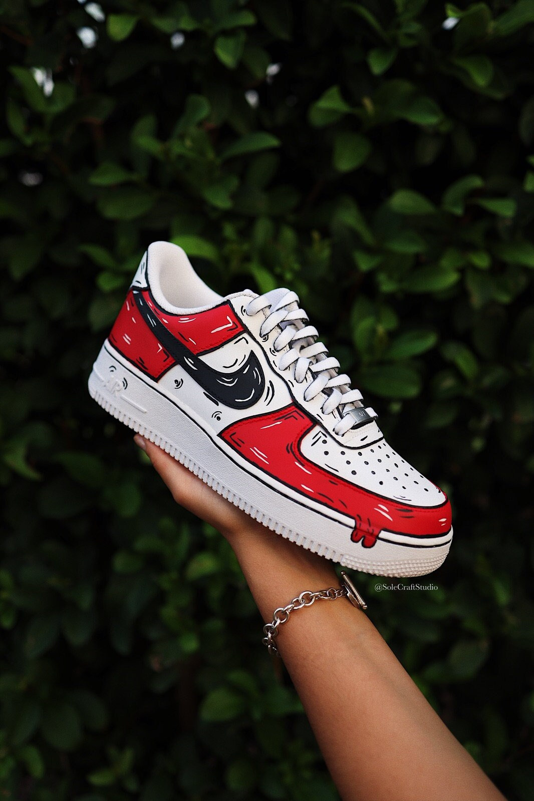 Nike Air Force 1 Custom Sneakers Blood Drip Splatter Red Black White Shoes  Fresh