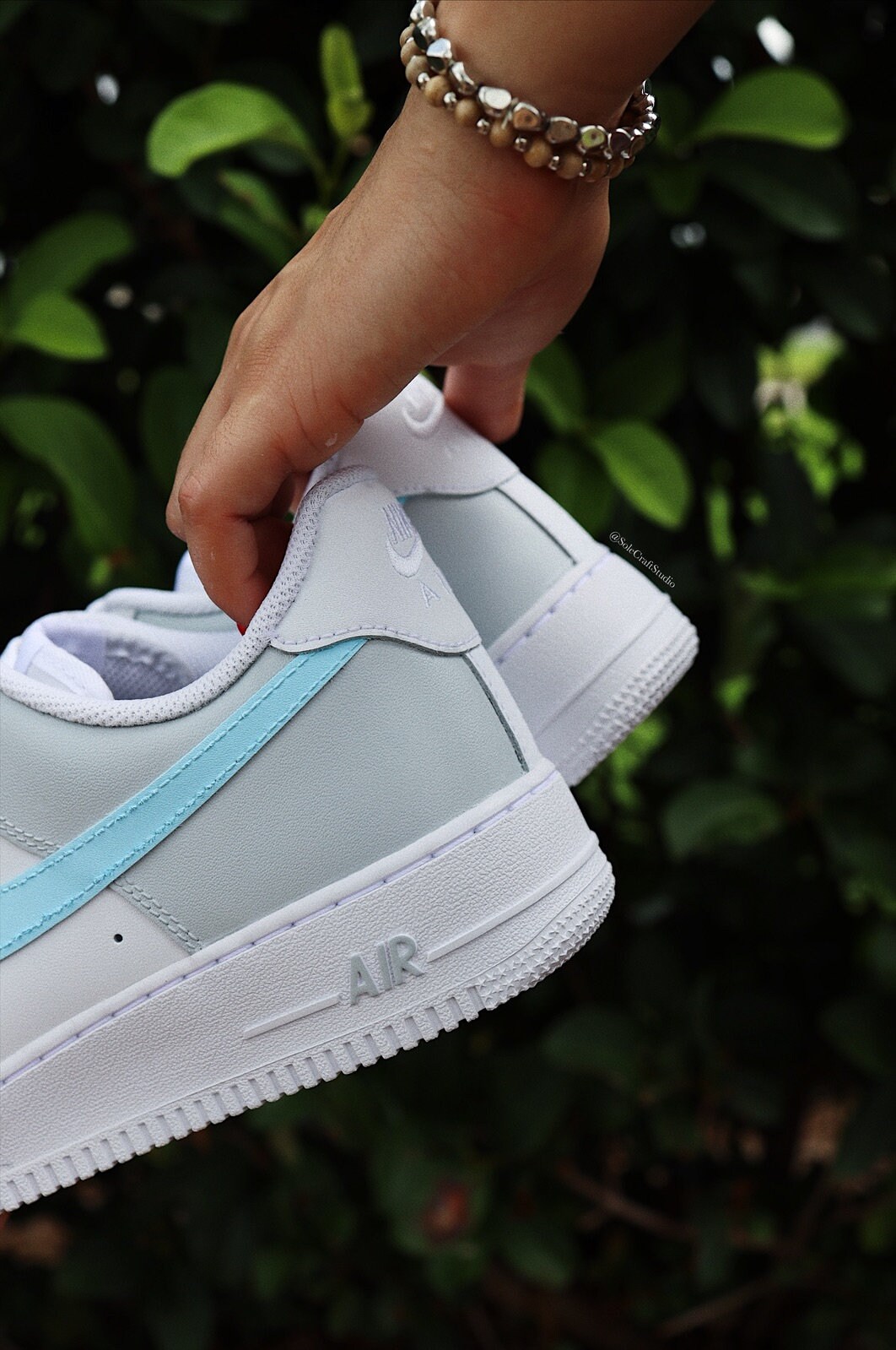 Nike air force 1 baby blue swoosh sale