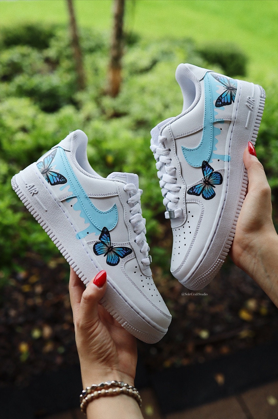 Custom Air Force 1 Butterfly Blue Black Drip Butterfly Af1 -  UK