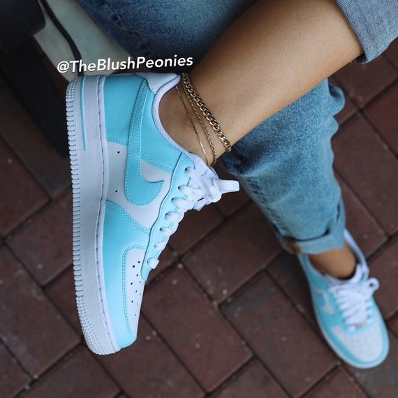 Buy Nike Air Force One Low light Blue Custom Painted Sneakers Online in  India 