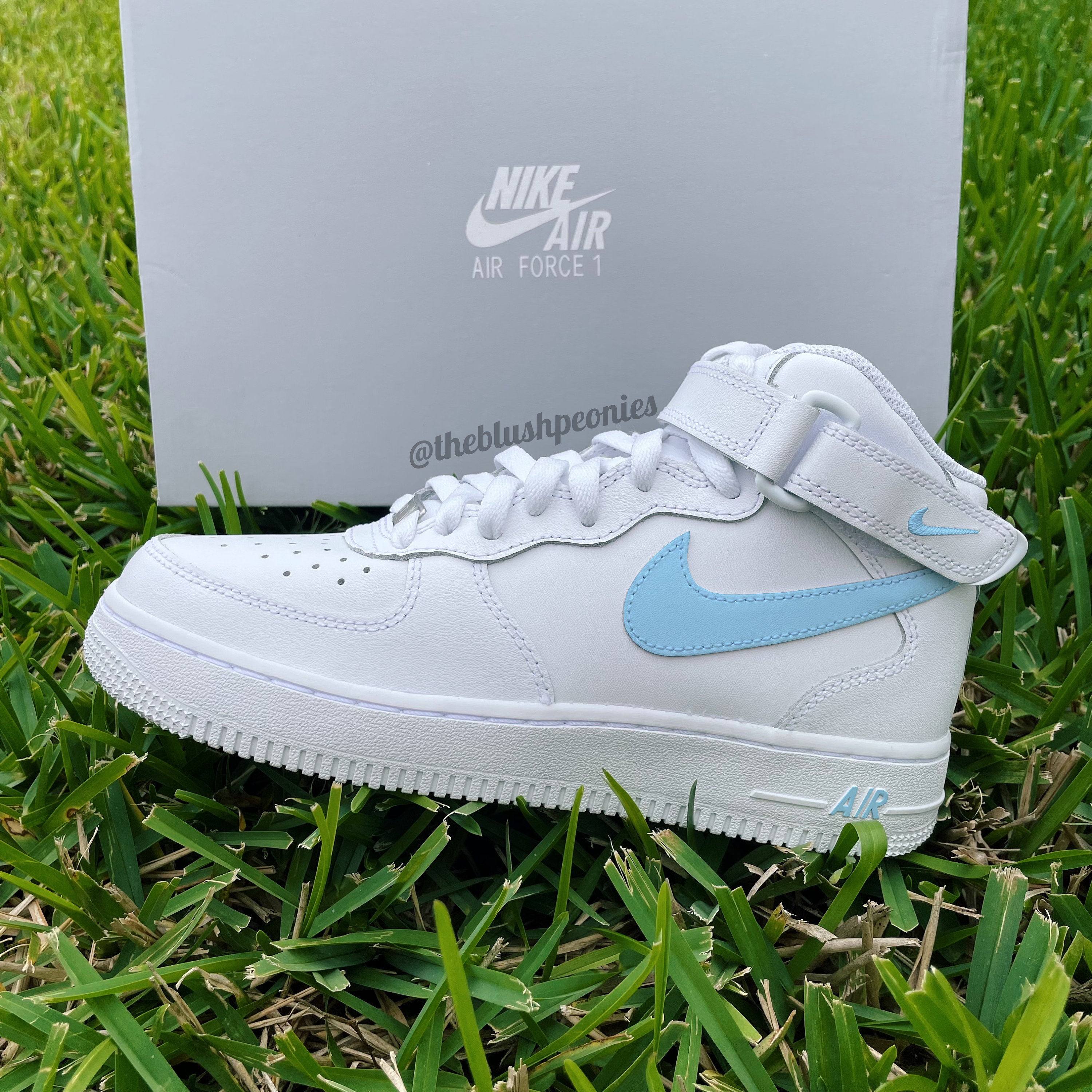 Custom Nike Air Force Ones Blue Swoosh Custom AF1 Mid 