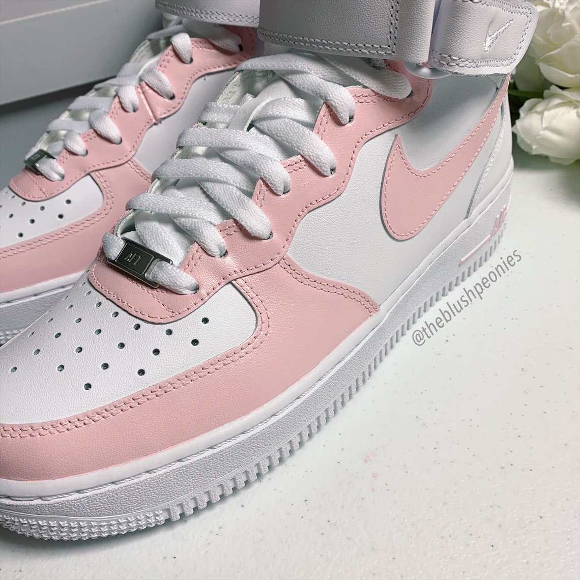 Custom Nike Air Force 1 Mids Baby Pink | Etsy