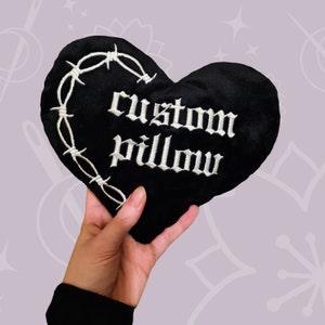 Gothic Personalised Cushion ANY NAME | Embroidered Plush Velvet Throw Pillow, Valentine Gift, Birthday Anniversary Home Present Wedding