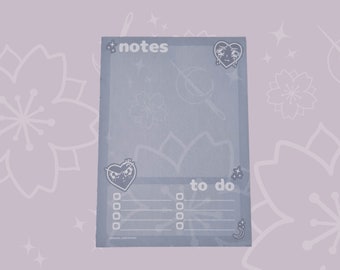 Sakura Anime A6 Notepad | Cute kawaii memo pad, notes stationery. To do list gift, scrapbooking