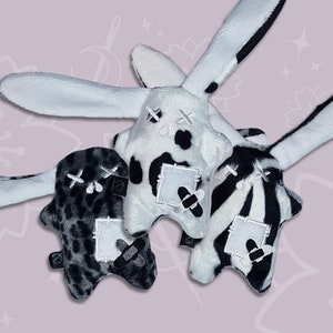 Faux Fur Creepy Zombie Bunny Plush in Cheetah, Cow or Zebra - Handmade Zombie Skeleton Bunny