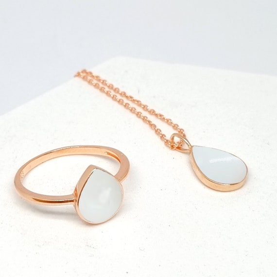 Gold Teardrop DIY Breastmilk - Keepsake Ring & Necklace Set - Breastmilk Jewelry Kit - Sterling Silver Breastmilk Keepsake