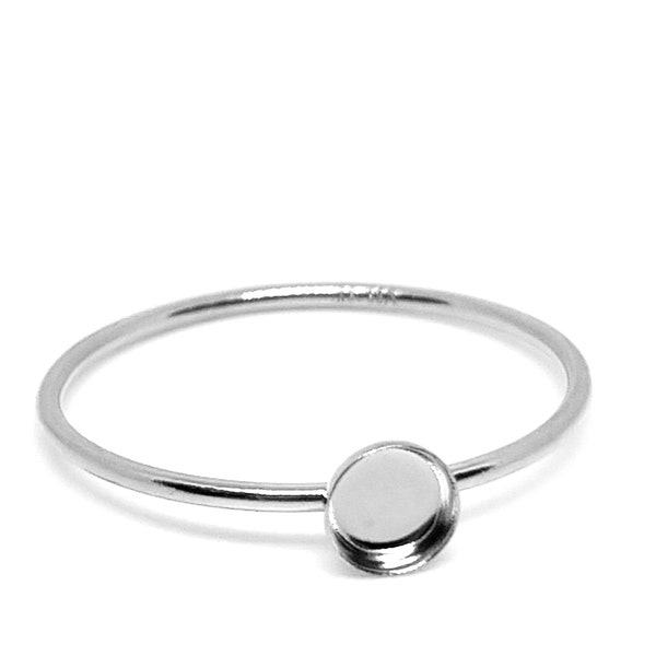 Sterling silver ring bezel - Silver setting - keepsake blank - breastmilk ring - memorial ring - blank ring - bezel ring - round band