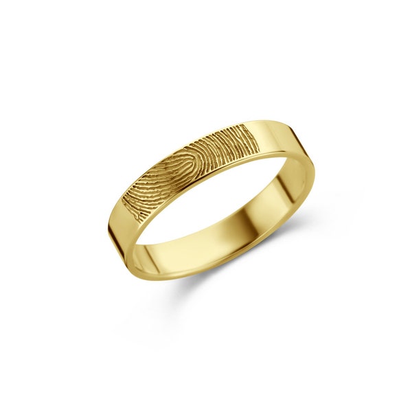 14k FingerPrint Ring - Solid gold Custom FingerPrint Ring - Memorial FingerPrint - Round ring - Loss of Loved One - FingerPrint Jewelry