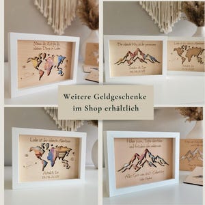Geldgeschenk zum Geburtstag I Geldgeschenk im Bilderrahmen I Geldgeschenk Reise I Geldgeschenk Weltkarte I personalisierte Geschenke